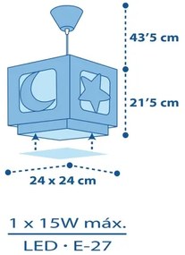 Dalber 63232T - Detský luster MOON LIGHT 1xE27/60W/230V