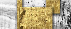 Obraz - Zlaté štvorce N⁰1 (120x50 cm)