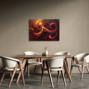 Sklenený obraz - Chobotnica, olejomaľba (70x50 cm)