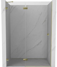 Mexen, Mexen Lunar ľavé otočné sprchové dvere 130 cm, transparentné, zlaté - 834-130-000-50-00-L