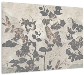 Sklenený obraz - Texturované listy (70x50 cm)