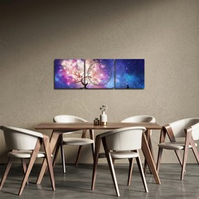 Obraz - Vesmírny strom (s hodinami) (90x30 cm)