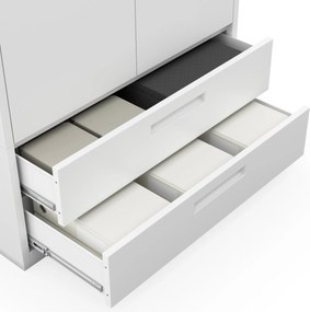 Modulárna kovová multifunkčná skriňa s dvoma zásuvkami biela MEGAN 1950 x 900 x 400 mm