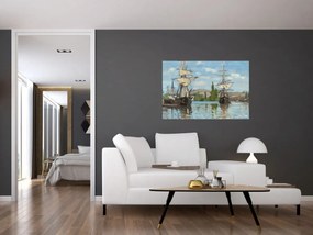 Obraz - Claude Monet, Ships Riding on the Seine at Rouen, reprodukcia (90x60 cm)