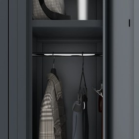 Kovová šatňová štvormodulová skriňa na sokli s policou KACPER II, 600 x 1800 x 500 mm, antracitová
