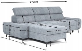Moderno Meble Tyrkysový rohový gauč s funkciou spania Como na vlnitých pružinách