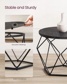 Kulatý konferenčný stolík, 2-dielna súprava, čierna