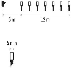 Vianočná reťaz LED 12 m, teplá biela
