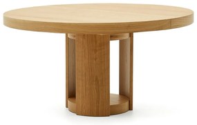 Okrúhly rozkladací jedálenský stôl s prídavnou doskou v dekore duba ø 150 cm Artis – Kave Home