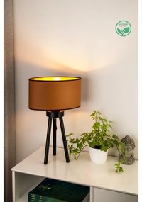 Duolla - Stolná lampa OVAL VEGAN 1xE27/15W/230V pr. 30 cm hnedá
