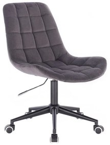 LuxuryForm DESIGN Stolička PARIS VELUR na čiernej podstave s kolieskami - šedá