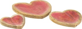 3ks servírovacia doštička z mangového dreva v tvare srdca s vrstvou Enamel - 26*26*2 cm