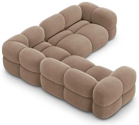 Hnedá zamatová rohová pohovka Loretto – Cosmopolitan Design