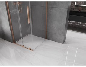 Mexen Velar L, sprchový kút s posuvnými dverami 110 x 110 cm, 8mm číre sklo, medená matná, 871-110-110-03-65
