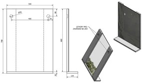 Aqualine Aqualine, BETA zrkadlo 50x70x12cm, 57396
