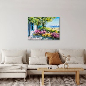 Obraz záhradky pred domom, olejomaľba (70x50 cm)