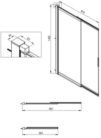 Deante Jasmin, vaňová zástena 100x140 cm s posuvným, otáčavým krídlom, 5mm číre sklo, chrómový profil, DEA-KTJ_073R