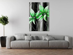 Gario Ručne maľovaný obraz Krásne zelené kvety Rozmery: 120 x 80 cm
