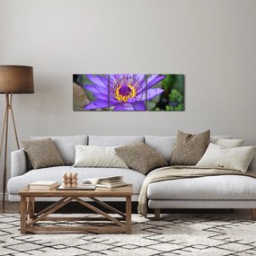 Obraz - Fialová kvetina (s hodinami) (90x30 cm)