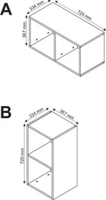 Nástenný regál s 2 priehradkami Jerry, dub sonoma