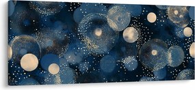 Obraz - Modro-zlaté krúžky (120x50 cm)