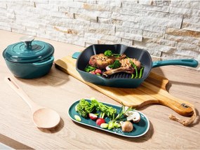 Ernesto®  Liatinová grilovacia panvica, 24,5 x 24,5 cm (petrolejová)  (100352880)