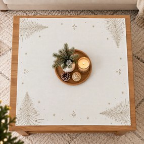 Vianočný vyšívaný obrus Stromček bielo-zlatý 85x85 cm TiaHome