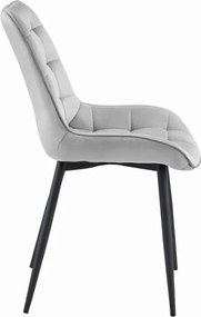 Set troch jedálenských stoličiek BERA zamatové strieborné / čierne nohy (3 ks)