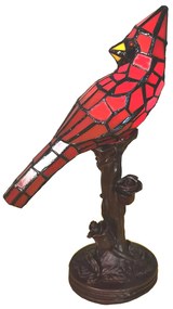 Stolná lampa Tiffany Red Parrot  - 15*12*33 cm E14/max 1*25W