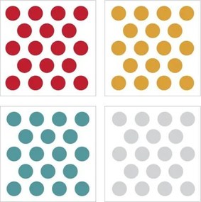 Samolepka do detskej izby sada konfety červená, žltá, tyrkysová, šedá 5cm