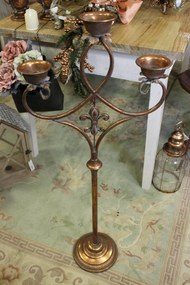 Starozlatý starodávny trojramenný svietnik 98 cm