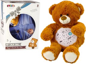 LEAN Toys Plyšový medvedík na zaspávanie – svetlá, zvuky, nočný a denný režim, hnedý