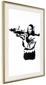 Artgeist Plagát - Banksy Mona Lisa with Rocket Launcher [Poster] Veľkosť: 40x60, Verzia: Zlatý rám