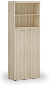 Kombinovaná kancelárska skriňa PRIMO WOOD, dvere na 4 poschodia, 800 x 420 x 2128 mm, dub prírodný