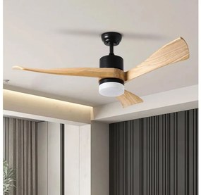 ZEVENTI - LED Stropný ventilátor NATURITO LED/18W/230V Wi-Fi Tuya čierna/dub + DO ZV0036