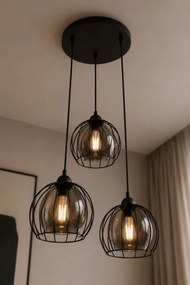 Luster na lanku SOLO BLACK 3xE27/60W/230V pr. 30 cm