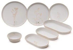 Jedálenská súprava 27 ks biela/zlatá/porcelán