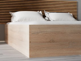 Posteľ BELLA 180 x 200 cm, dub sonoma Rošt: S lamelovým roštom, Matrac: Matrac DELUXE 10 cm