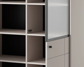 Vysoká vitrína Japandi, 104 cm, béžová kašmír