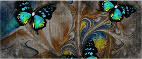 Obraz - Žiariví motýle na obraze (120x50 cm)