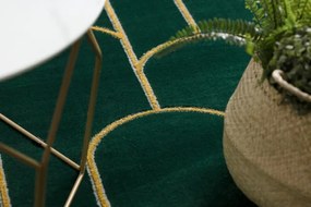 Koberec EMERALD exkluzívny 1021 glamour, styl art deco fľaškovo zelený / zlatý