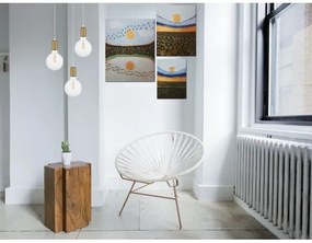 Luster na lanku MIROS 3xE27/60W/230V guľatý biela/zlatá