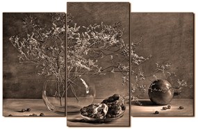 Obraz na plátne - Zátišie - vetva a granátové jablko 1274FC (150x100 cm)