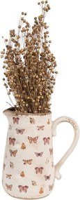 Béžový keramický džbán s motýlikmi Butterfly Paradise L - 21*15*23 cm