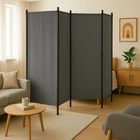 Záhradný 4-panelový skladací paraván proti vetru a slnku - 167 x 216 cm sivá
