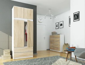 Skriňa s nadstavcom S 90 cm 2D 2SZ CLP biela / sonoma