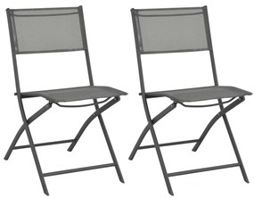 Skladacie vonkajšie stoličky 2 ks, oceľ a textilén