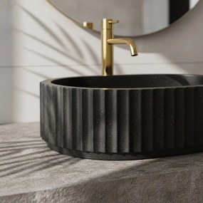 Rea Margaret, umývadlo na dosku 490x355x125 mm, čierna-imitácia kameňa, REA-U7344