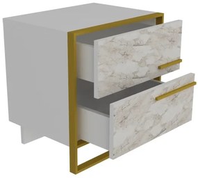 Nočný stolík POLKA 51,8x50 cm zlatá/biela