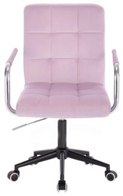 LuxuryForm DESIGN Stolička VERONA VELUR na čiernej podstave s kolieskami - levanduľa